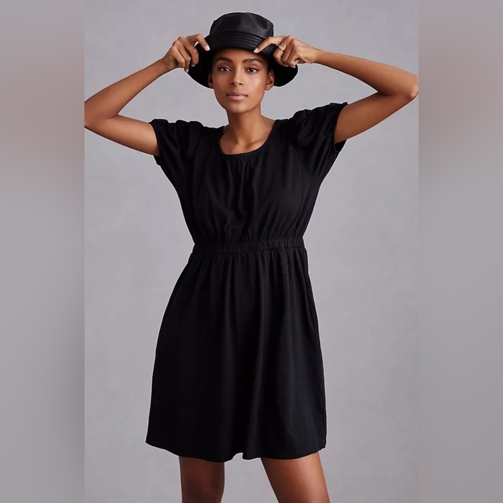 Daily Practice by Anthropologie Cap Sleeve Dress Black Size Large